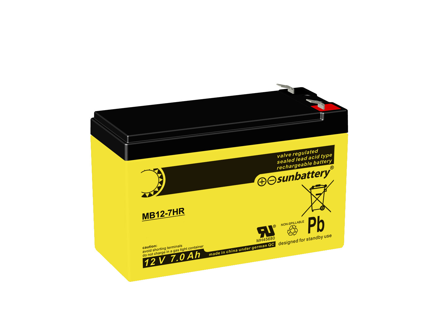 SUN Battery MB12-7HR Highrate HR 7Ah T2 AGM 12V Batterie