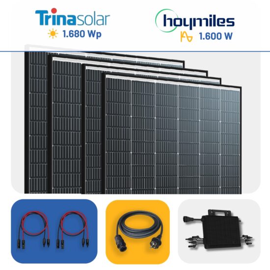 Balkonkraftwerk Set Hoymiles HMS-1600W-4T Mikrowechselrichter mit Trina Solar 1680Wp Black Frame