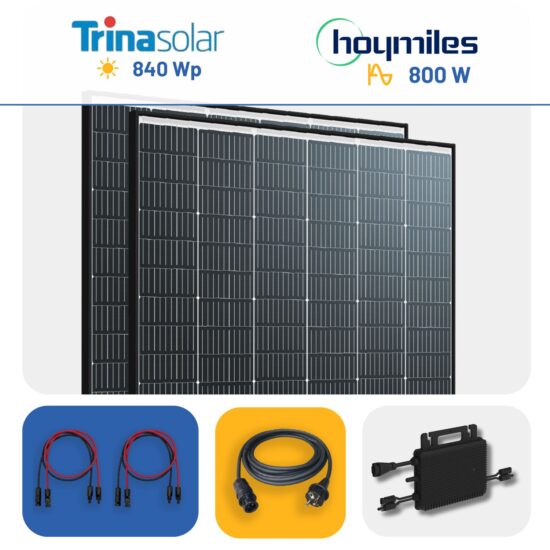 Balkonkraftwerk ohne Speicher 2 Set Hoymiles HMS-800W-2T Mikrowechselrichter Trina Solar 840Wp Black Frame