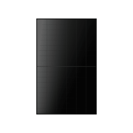Frontansicht des Heckert Solar ZEUS 3.0 Full Black Solarmoduls (485 Wp) mit schwarzen Zellen und Rahmen