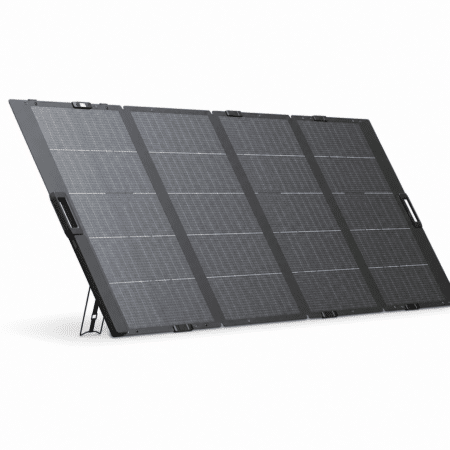 EcoFlow 400W faltbares Solarpanel aufgeklappt in schräger Ansicht, vier Panelsegmente sichtbar
