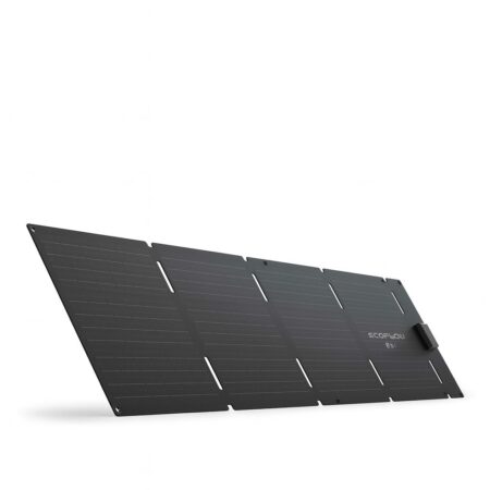 EcoFlow 60W Solarpanel faltbar entfaltet in Schrägansicht mit vier Segmenten und EcoFlow-Logo