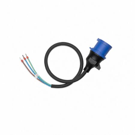 Anker SOLIX CEE-32A Einphasen-Stecker in Blau mit 0,6 m Anschlusskabel und drei Adern mit Aderendhülsen