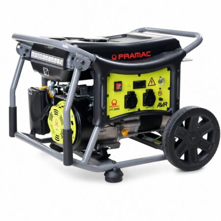 Pramac WX 3200 Benzin-Stromerzeuger 230 V mit AVR, zwei Schuko-Steckdosen, Multifunktionsanzeige und Radsatz