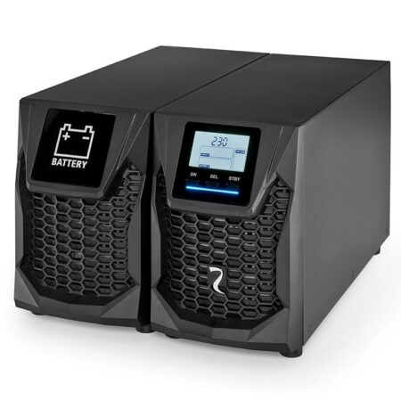 Riello Sentinel Pro2 SP2 1000 ER Online-USV mit externem Batterieschrank BTC, Schrägansicht