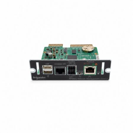 APC Network Management Card 3 AP9643 mit Umgebungsüberwachung und Modbus, Frontblende mit USB, Universal I/O, Modbus, Console und Netzwerkport