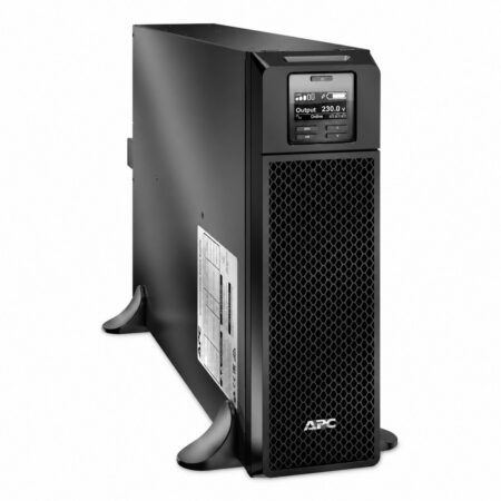 APC Smart-UPS SRT5KXLI Online-USV 5000 VA im Tower-Gehäuse mit LCD-Display und Standfüßen, Schrägansicht von vorn
