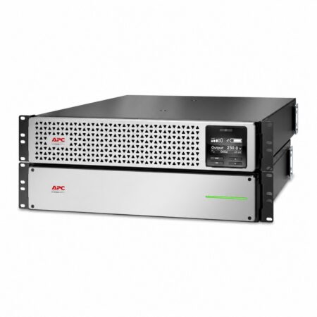APC Smart-UPS On-Line SRTL RM 4U Lithium-Ionen-USV mit Long-Runtime-Batteriepack im Rack, LCD-Display, Schrägansicht von vorn