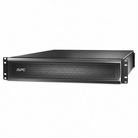 APC Smart-UPS X SMX120RMBP2U externes 120-V-Akkupack im Rackgehäuse mit 2 Höheneinheiten, Schrägansicht von vorn